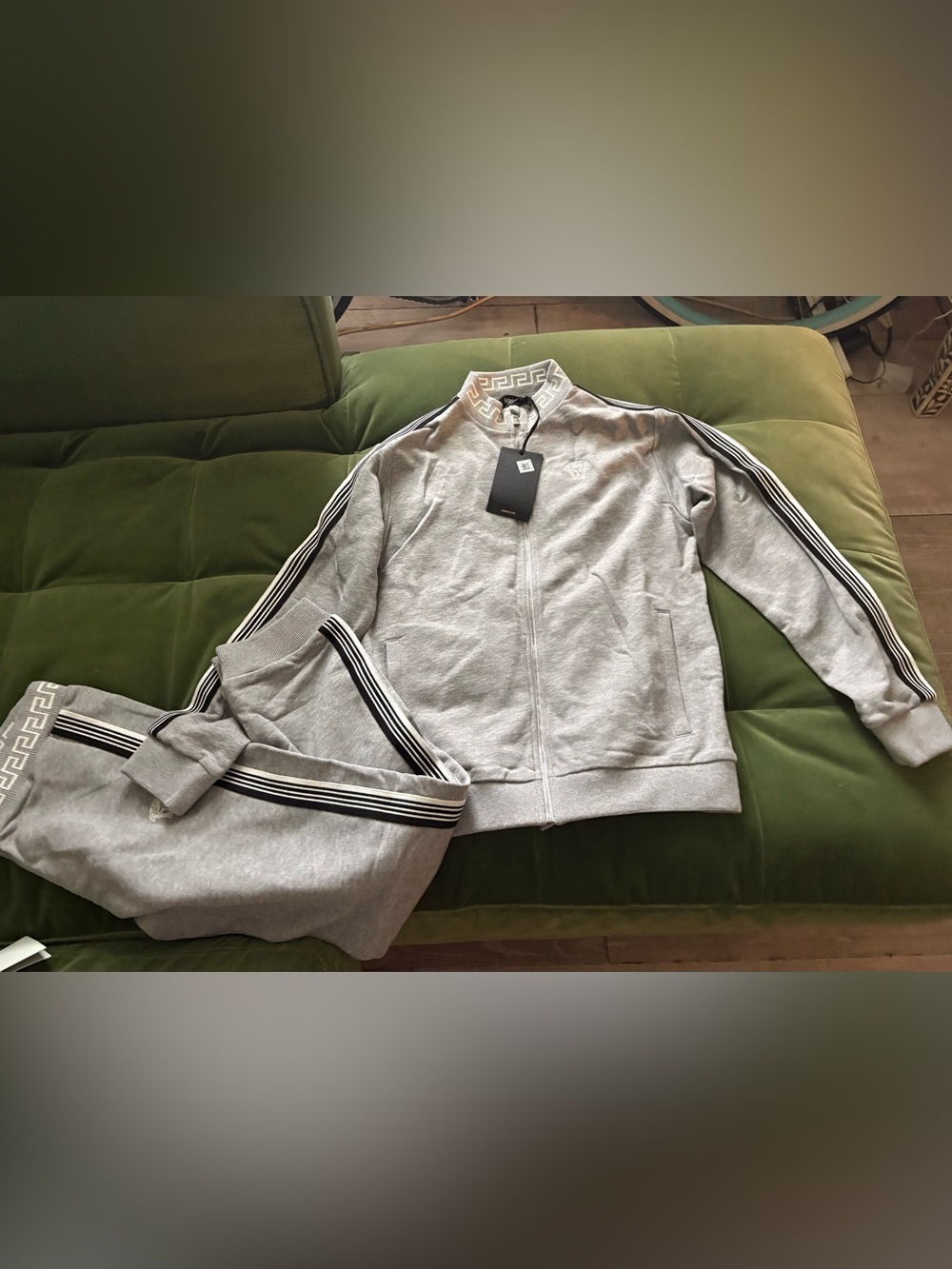 Versace grey sweatsuit with white medusa head sz 12 boys